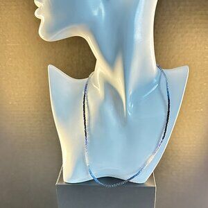 Faceted Blue Gemstone Bead Necklace – Sterling Silver Clasp – 18”